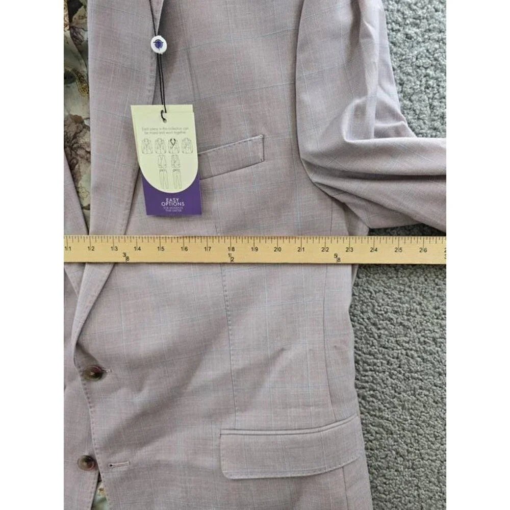 Tayion Collection Regular-Fit Suit Jacket Men's 46L Pink Flap Pocket Long Sleeve